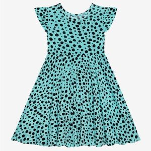 NWT posh peanut aqua pebbles ruffled cap sleeve twirl dress Sz.10